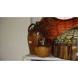 Antique stone flagon William Hender of Purton 37 cms & stoneware hunting jug (chips to rim)