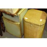 Vintage Lloyd loom linen basket & basket weave bedside cupboard