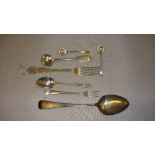 Assorted silver flatware including salt spoons, forks and jam spoon, differing makers,