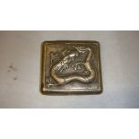 Solid silver early 20th century Chinese silver cigarette case with dragon repousse work decoration