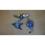 2 silver and enamel brooches modelled as birds one hallmarked Chester Adie & Lovekin and enamel