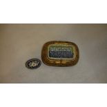 Interesting early 20th century gilded metal micro mosaic box with floral decoration & micro mosaic