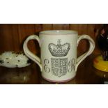 Royal Doulton Commemorative two handled mug 1953 designed by Milner Gray