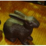 Pair of cast iron rabbit ornaments