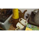 Vintage enamel watering can & one other & jug