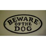 Cast iron sign Beware of the Dog