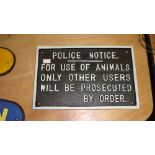 Cast iron sign Police Notice
