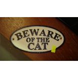 Cast iron sign Beware of the Cat