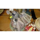 Lladro figure group Three Ladies (with damages) & Royal Doulton figurine (damaged)