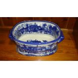 Antique style blue and white foot bath