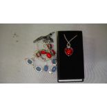 Necklace set with hardstones stamped 925,