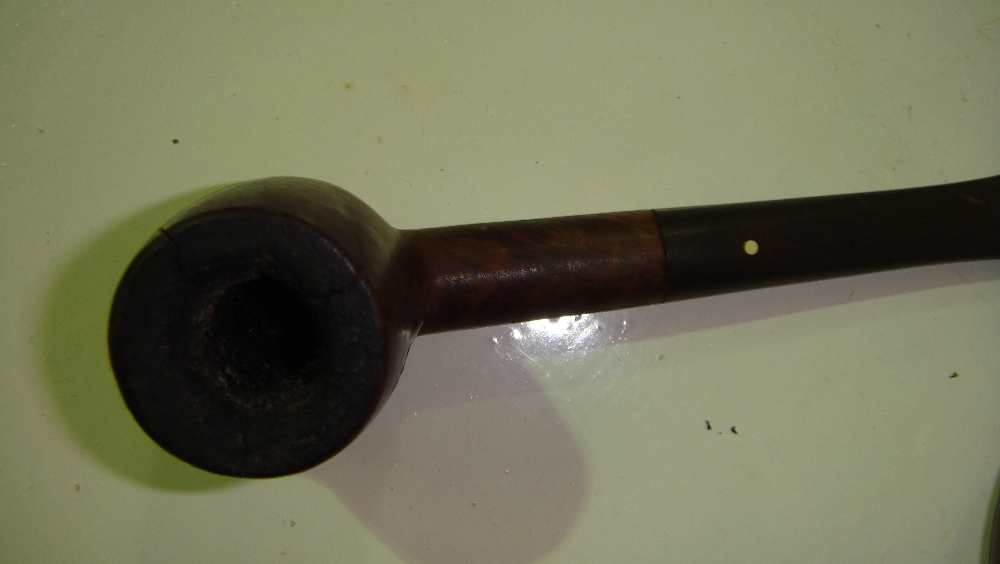 Dunhill white spot pipe (cracked bowl) & two other silver collared pipes - Image 2 of 2