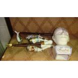 Shelf of decorative china including : Phrenology head,