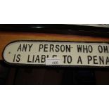 Cast iron sign Any Person Liable