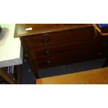 Edwardian mahogany dressing table, teak glazed bookshelves, trolley,