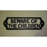 Cast iron sign Beware of the Children