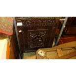 Carved Edwardian oak hall chair & mahogany side chair & work box