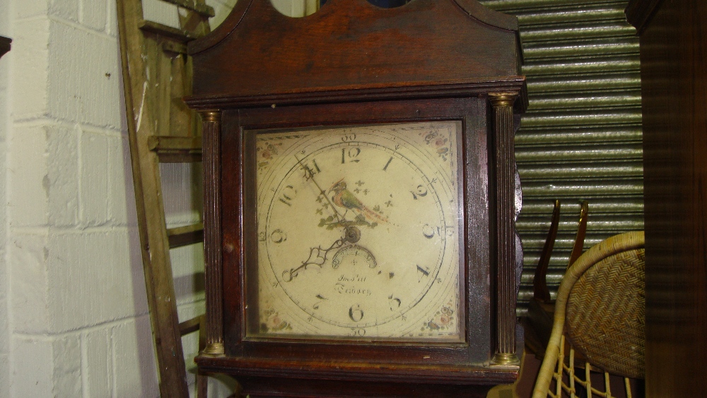 19th century longcase clock with painted face 30 hour movement by Pill of Tetbury