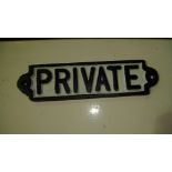 Cast iron sign Private