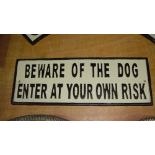 Cast iron Beware of the Dog sign