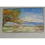 Modern Limoges enamel by Paul Buforn Boat on Beach framed 6 cms x 9 cms