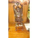 Late 19th early 20th century carved Chinese figure of Ho Tei made into an electric table lamp