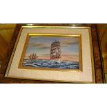 Modern Limoges enamel Marine scene by Betourne framed 10 cms x 15 cms