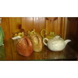 20th century carved Chinese hardstone teapots