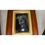 Modern French enamel Portrait by Paul Buforn 15 cms x 9 cms