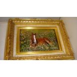 Modern Limoges enamel picture : Foal In Meadow scene by J Betourne 7 cms x 10 cms,