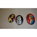 3 x modern Limoges enamels by Paul Buforn : Ladies with Scarves