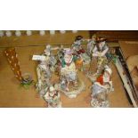 Selection of 20th century continental figurines Meissen and Sevres style