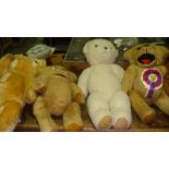 Teddy Bears : 2 x google eye draw string bears & 2 x vintage Merrythought Teddies