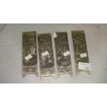 4 x Chinese silver metal scroll weights