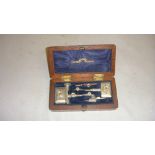 Early 20th century Stanley trammel head drawing instruments in mahogany and silk lined boxed