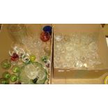 2 x boxes of assorted glassware including Baccarat style glass vase with Neo Classical decoration