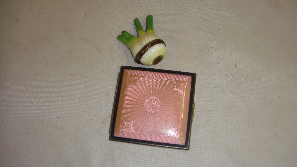 Limoges pill pot and vintage powder compact