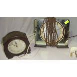 Art Deco glass mantle clock and bakelite clock (2243)