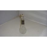 Cut glass and silver collared scent bottle (stopper chipped internally,