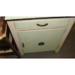 Vintage enamel top single drawer cupboard