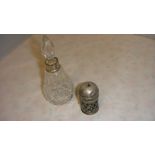 Silver rimmed and cut glass scent bottle,