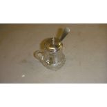 Silver collared and cut glass mustard pot London 1907 H Perkins & Sons