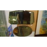 2 x vintage frameless wall mirrors