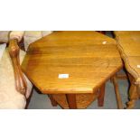 Oak occasional table & low lap barley twist table