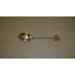 Solid silver twist stem spoon Birm. 1901 Spurrier & Co.