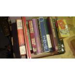 Box of Folio Society books & vintage iron