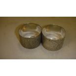 Pair of engraved silver serviette rings 1975 David Hollander & Sons 62 g