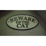 Cast iron sign Beware of the Cat