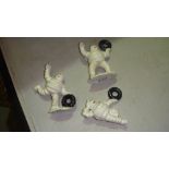 3 x cast iron Michelin men ornaments