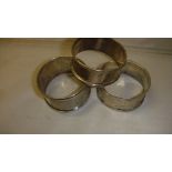 3 x mis match silver serviette rings 32 g